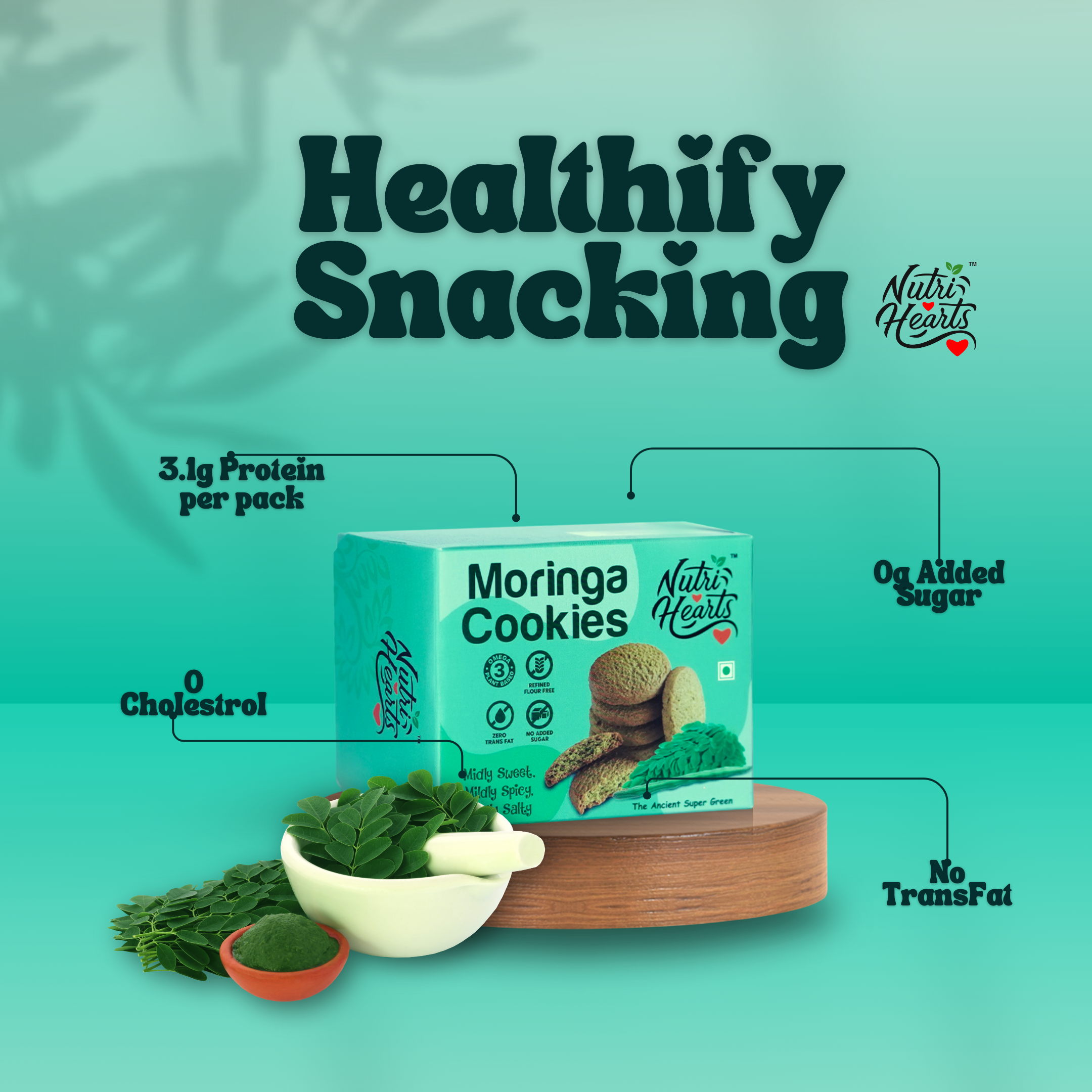 Nutri Hearts Moringa Cookies (Pack of 4)